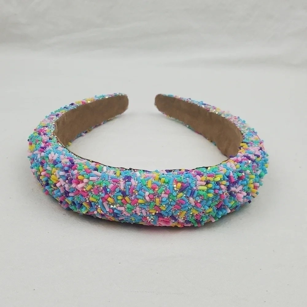 Sponge confetti wide blue multi color headband hair accessories